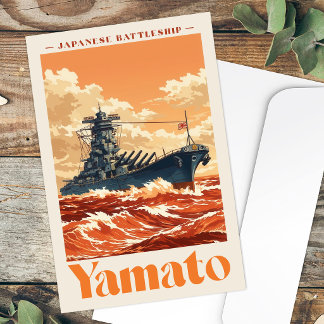 Cartão Postal Cartaz Marítimo Antigo do Couraçado Japonês Yamato