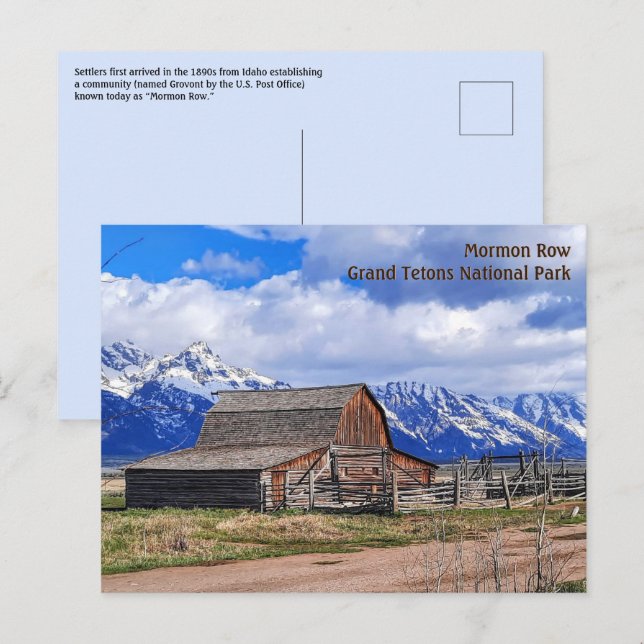 Cartão Postal Cartaz Mórmon Row, Grand Tetons (Frente/Verso)