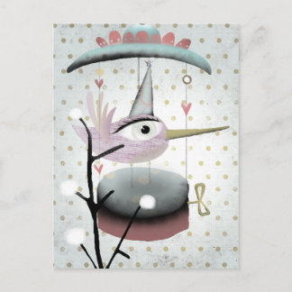 Cartão Postal Cartaz musical secreto de pássaro de cenoura