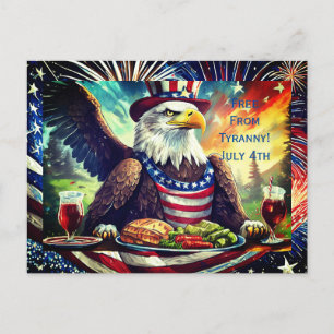Cartão Postal Cartaz Patriótico Bald Eagle 4 de julho