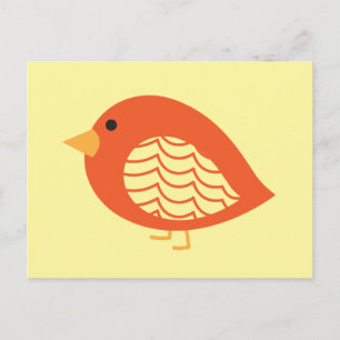 Cartão Postal Cartaz-postal de aves-quirky-de-laranja