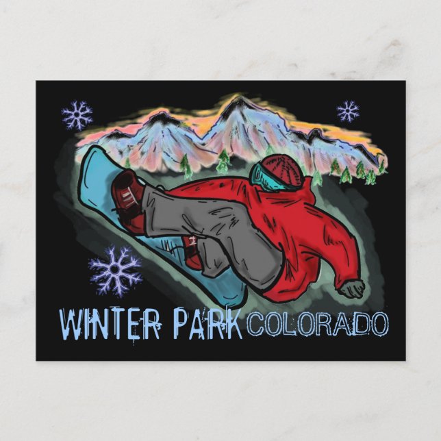 Cartão Postal Cartaz-postal do Winter Park Colorado Snowboarder (Frente)