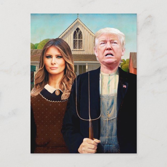 Cartão Postal Cartaz pré-endereçado ao Trump American Gothic (Frente)