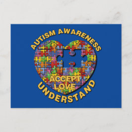 Cartão Postal Cartaz Quebra-cabeça de Sensibilização Autismo