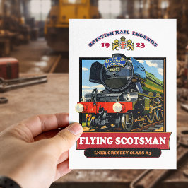 Cartão Postal Cartaz Retro da Locomotiva a Vapor Flying Scotsman