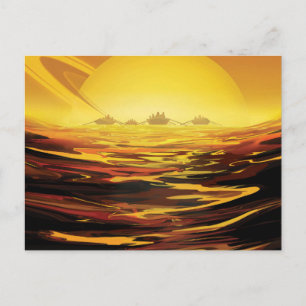 Cartão Postal Cartaz Retro do Espaço - Titã, a Maior Lua de Satu