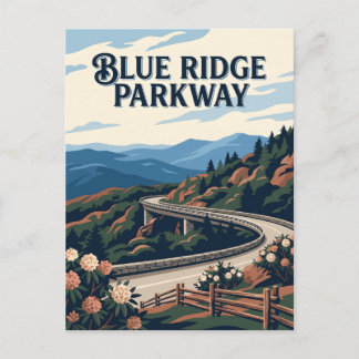 Cartão Postal Cartaz Retro Vintage Blue Ridge Parkway VA NC