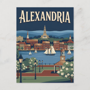 Cartão Postal Cartaz Retro Vintage da Cidade Antiga de Alexandri