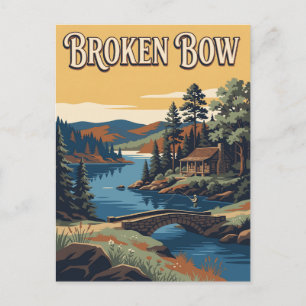 Cartão Postal Cartaz Retro Vintage de Broken Bow Oklahoma Lake