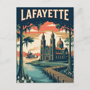 Cartão Postal Cartaz Retro Vintage do Bayou de Lafayette Louisia