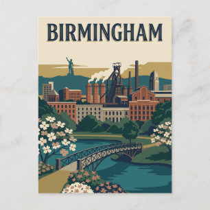 Cartão Postal Cartaz Retro Vintage Industrial de Birmingham Alab
