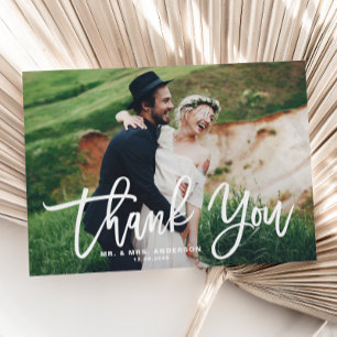 Cartão Postal Cartaz Romântico de Casamento Foto de Obrigado