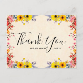 Cartão Postal Cartaz Romântico de Script Floral