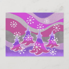 Cartão Postal Cartaz roxo das Árvores de inverno