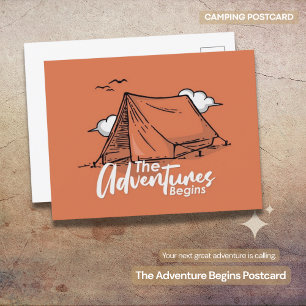 Cartão Postal Cartaz Rustic Camping - "A Aventura Começa"