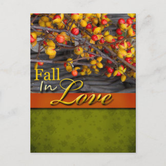 Cartão Postal Cartaz Rustic Fall In Love Wedcard