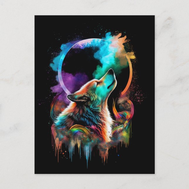 Cartão Postal Cartaz sobre a selva - Lobo Arco-Íris (Frente)