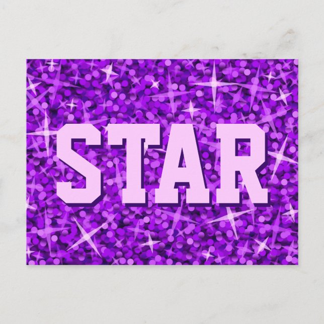 Cartão Postal Cartaz 'STAR' roxo da Glitz (Frente)