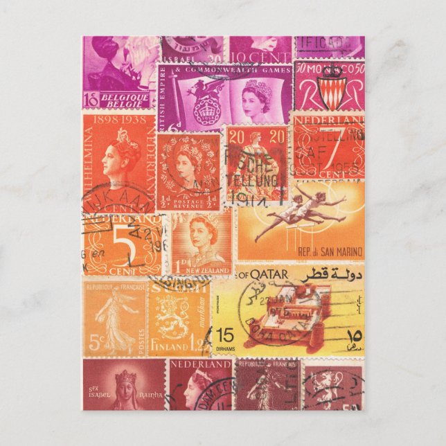 Cartão Postal Cartaz Sunset, Colagem de Arte Carimbo (Frente)