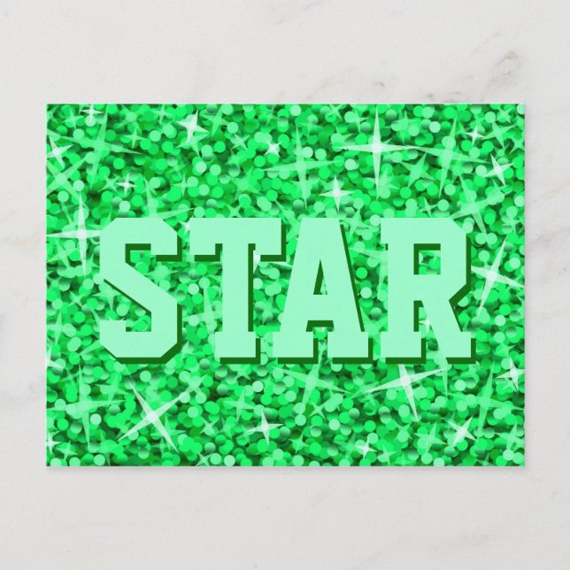 Cartão Postal Cartaz verde 'STAR' Glitz (Frente)