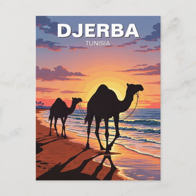 Cartão Postal Cartaz Viagem da Tunísia na ilha de Djerba (Frente)
