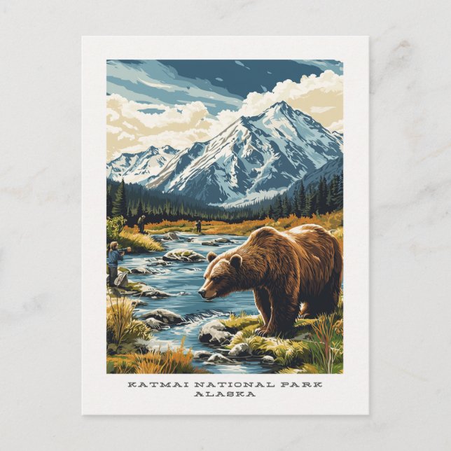 Cartão Postal Cartaz Viagem do Parque Nacional de Katmai no Alas (Frente)