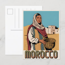 Cartão Postal Cartaz viagem no Marrocos com presente de mulher l