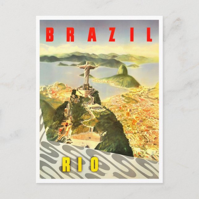 Cartão Postal Cartaz viagens vintage do Rio Brasil (Frente)