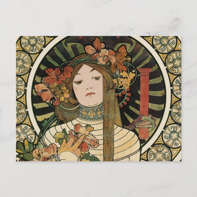 Cartão Postal Cartaz Vintage Alfonse Mucha Trappistine Nouveau (Frente)