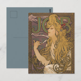 Cartão Postal Cartaz Vintage Art Nouveau Job de Alphonse Mucha