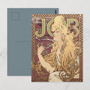 Cartão Postal Cartaz Vintage Art Nouveau Job de Alphonse Mucha