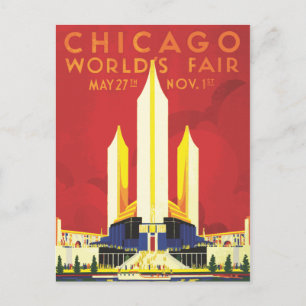 Cartão Postal Cartaz Vintage da Feira Mundial de Chicago