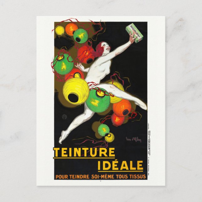 Cartão Postal Cartaz Vintage da França Teinture Idéale 1928 (Frente)