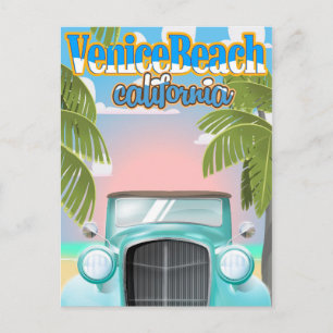 Cartão Postal Cartaz vintage da Venice Beach Califórnia.