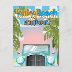 Cartão Postal Cartaz vintage da Venice Beach Califórnia.