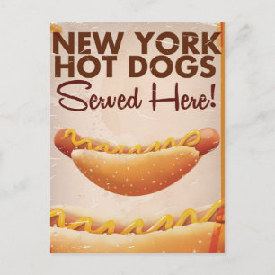 Cartão Postal Cartaz vintage de cachorro-quente de Nova York