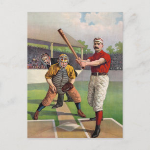 Cartão Postal Cartaz Vintage de Jogadores de Beisebol