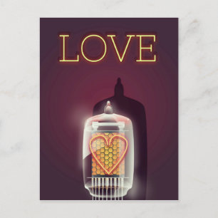Cartão Postal Cartaz vintage de Nixie Tube 'Amor'