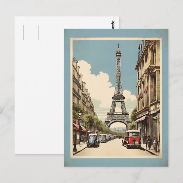 Cartão Postal cartaz vintage de Paris (Frente/Verso)