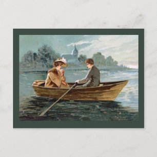 Cartão Postal Cartaz Vintage de réplica, amantes em barco