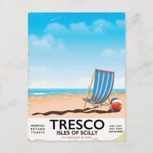Cartão Postal Cartaz vintage de trem das Ilhas Scilly Tresco