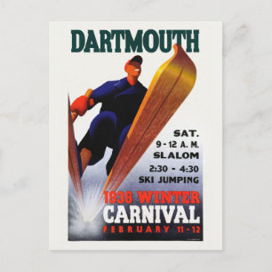 Cartão Postal Cartaz Vintage do Carnaval de Inverno de Dartmouth