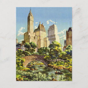 Cartão Postal Cartaz Vintage do Central Park de Nova York