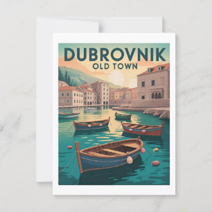 Cartão Postal Cartaz Vintage do Centro Histórico de Dubrovnik –