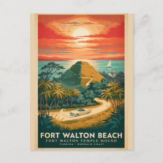 Cartão Postal Cartaz Vintage do Monte do Templo de Fort Walton B