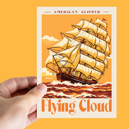 Cartão Postal Cartaz Vintage do Navio Americano Clipper Flying C