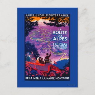 Cartão Postal Cartaz Vintage La Route Des Alpes Europa