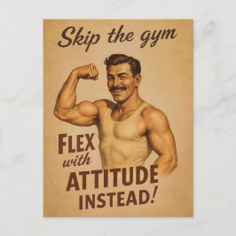 Cartão Postal Cartaz Vintage Pular a Academia | Humor Retro de F