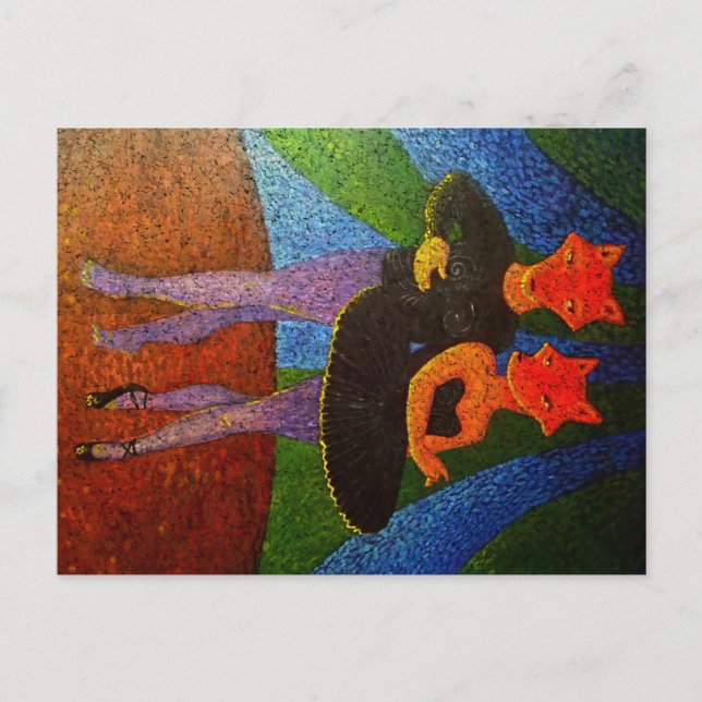 Cartão Postal Cartazes de raposas dançantes (Frente)