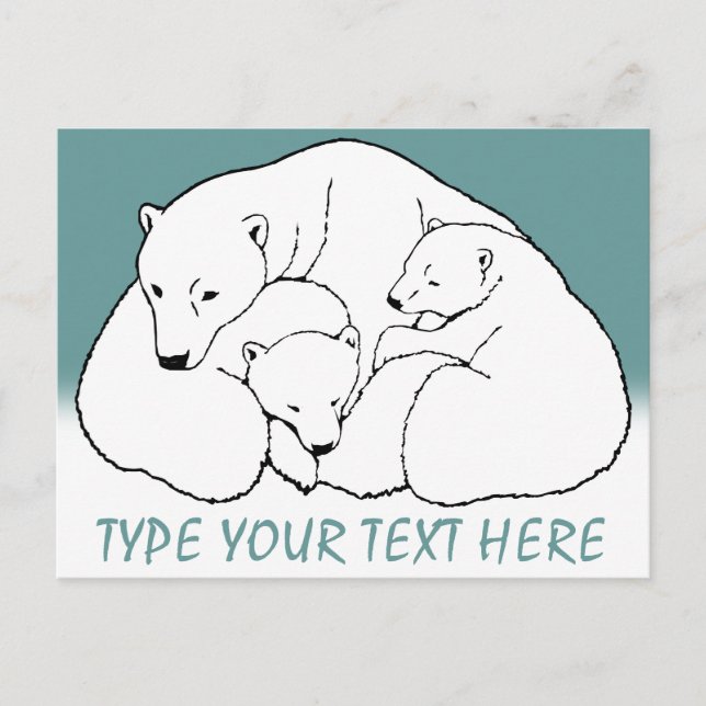 Cartão Postal Cartazes Postais de Arte da Família Urso Polar (Frente)